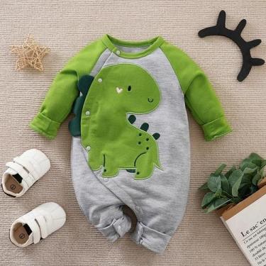 Imagem de Macacão Infantil Com Estampa 3D De Dinossauro Fofo Para Meninos E Meni