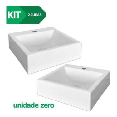Imagem de Kit 2 Cubas De Sobrepor Banheiro Marmorite 32x30cm Topázio - Beltempo