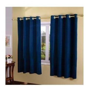 Imagem de Cortina Rustica 300x250 Azul Marinho Admirare ilhos Cromado