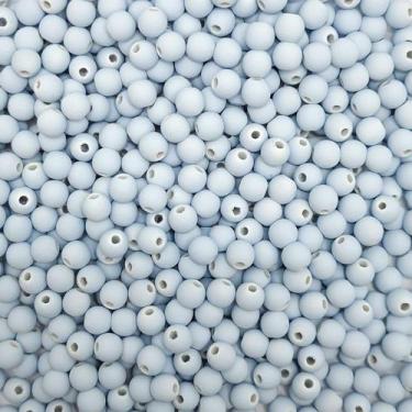 Imagem de Miçanga Passante Bola Emborrachada Plástico Azul Claro 8mm 50pçs 20g -