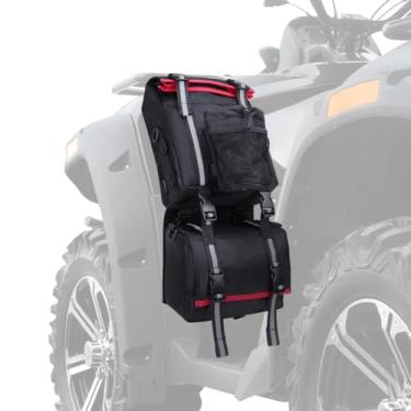 Imagem de KEMIMOTO Bolsa de para-choque para quadriciclos, bolsa de armazenamento traseira 130% maior resistente à água com suporte para bebida, bolsa removível para equipamentos ATV compatível com Polaris