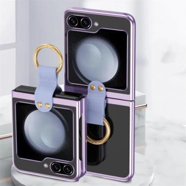 Imagem de Capa de anel transparente para Samsung Galaxy Z Flip 3 4 5 6 5G Flip5 Flip4 Flip6 Capa de proteção, roxa, para Galaxy Z Flip 5