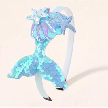 Imagem de Tiara Arquinho Infantil Menina Calda Sereia Princesa Ariel F (Azul Celeste)