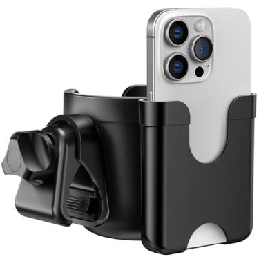 Imagem de Guiseapue Suporte de copo de carrinho com suporte de telefone, suporte universal de garrafa para cadeira de rodas, andador, bicicleta, scooter, acessórios para carrinho de bebê Uppababy,