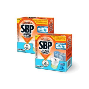 Imagem de Kit 2 Repelente Elétrico Líquido SBP 45 Noites Cheiro Suave com 1 Apar