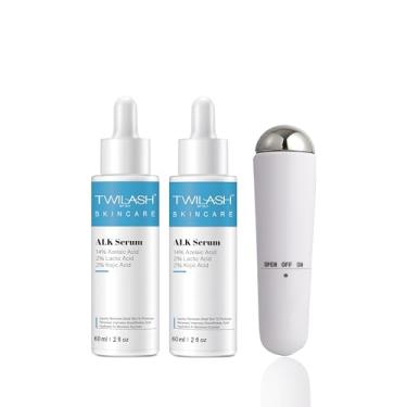 Imagem de Soro ALK Pacote com 2 (60 ml cada) – 14% de ácido azelaico, 2% de ácido lático e 2% de ácido kójico – Esfoliação suave e fórmula hidratante com massageador facial – Soro não irritante para todos os