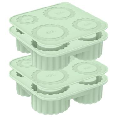 Imagem de Bandeja de cubo de gelo para copo de 850 g - 1,134 g, moldes de cubo de gelo de silicone para copo de copo, molde de gelo cilíndrico com tampa e caixa para freezer, máquina de gelo fácil de encher e