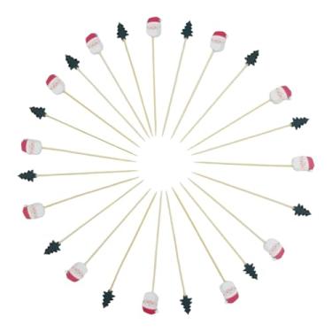 Imagem de Espetinhos Decorativos Picks de Bambu 12cm – Palitos para Petiscos, Doces, Cupcakes, Lanches e Drinks | Kit para Festa, Casamento, Coquetel e Churrasco (25 Espetos Natal)