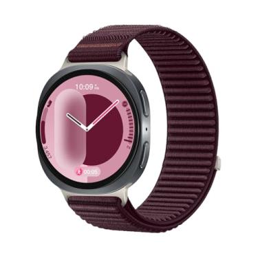 Imagem de Pulseira de nylon compatível com Samsung Galaxy Watch 8 de 40 mm e 44 mm/Galaxy Watch 8 Classic de 46 mm, pulseira ajustável para Samsung Watch 8/8 Classic para mulheres e homens (cor ameixa)