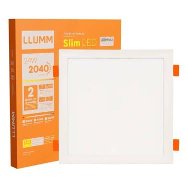 Imagem de 2X Plafon Slim Led 24W Embutir Quadrado 30X30Cm Branco-Quent