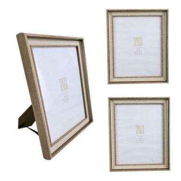 Imagem de Kit 3 Porta Retrato 20x25cm Sonne Madeira Moldura Dourada - MultiA