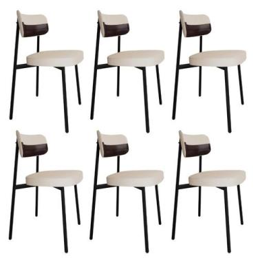 Imagem de Conjunto 6 Cadeiras de Jantar Alloa Tecido Mesclado Est.Preta - Metali