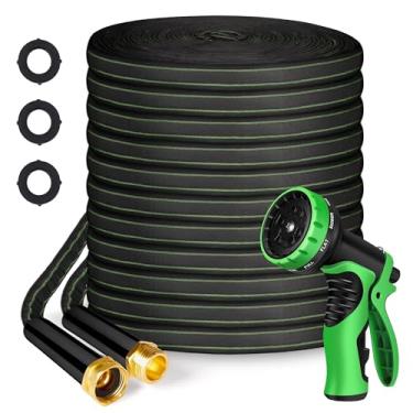Imagem de Mangueira de jardim Mangueira de água flexível de 30,5 m, não expansível, alta pressão, sem dobras, à prova de vazamento, durável, leve, para uso externo, gramado, tecido preto, mangueira de irrigação