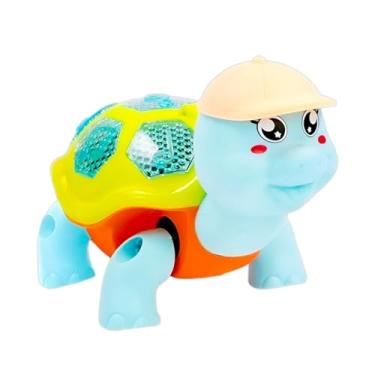 Imagem de Tartaruga Musical Dançante com Luzes, Brinquedo Educativo Interativo, 18 x 11 x 11 cm, Azul e Amarelo
