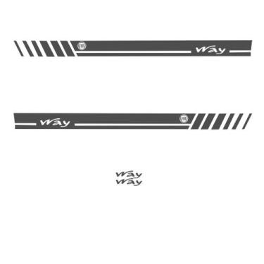 Imagem de Kit 4 Adesivos Faixa Lateral Fiat Uno Mille Way - Grafite - Jhow Adesi