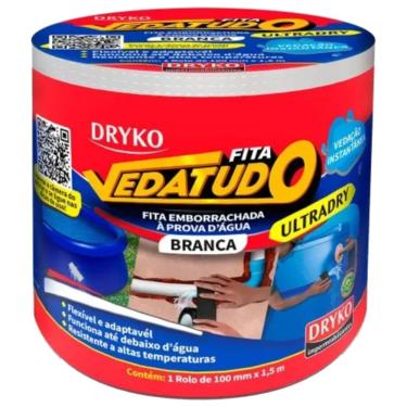 Imagem de Fita Adesiva Emborrachada Drykofita Vedatudo Branco Reparos para Uso em Geral - SUPERFITABCO-CX - DRYKO