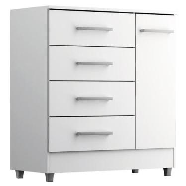 Imagem de Comoda Laura 4 Gavetas 1 Porta Branco - Quarta Divisao Moveis