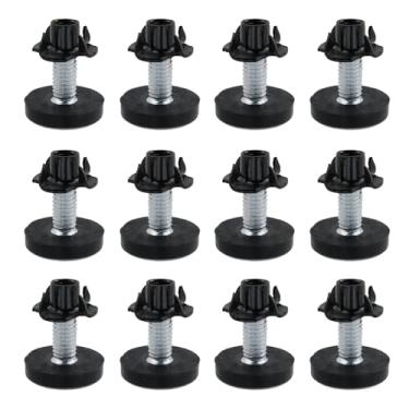 Imagem de Antrader Pés niveladores de móveis com porcas em T, niveladores de pés para móveis com rosca de 5/40.6 cm, preto, conjuntos de 12 peças (M8 x 22 mm)