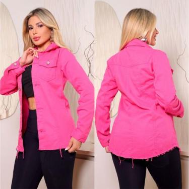 Imagem de Max Jaqueta Jeans Feminina Sem Barra Botões Ferro Pink - NS NANDA STOR