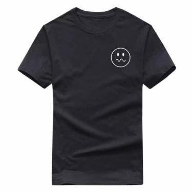 Imagem de Camiseta Estampada 'Emoji' Minimalista - Renovar Confecções, Preto, P