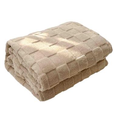 Imagem de Cobertores e mantas fofas femininas masculinas para cama adulto longo grosso macio confortável e quente para sofá casual primavera outono inverno (marrom, 150 x 200 cm)