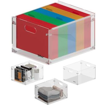 Imagem de Silreck Organizador de arquivos de acrílico transparente para mesa – Suporte de documentos de mesa para papéis A4 e tamanho carta, acrílico resistente para manter os documentos de escritório e casa