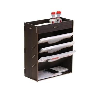 Imagem de Organizador de arquivos de mesa Porta-documentos, organizador de correspondência, porta-revistas, arquivo, bandejas para cartas(Preto)