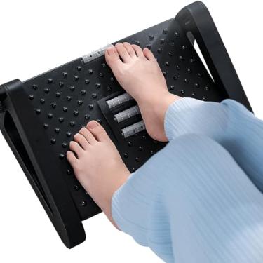 Imagem de Apoio para Pés Ergonômico – Banquinho Ajustável em 6 Posições com Superfície de Massagem e Base Antiderrapante – Suporta até 8 kg – Conforto para Home Office, Escritório ou Sala de Estar
