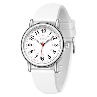 Imagem de CIVO Relógio analógico de enfermeira dourado: à prova d'água, fácil de ler, relógios de enfermagem profissionais, relógios femininos - relógio de pulso de aço inoxidável masculino 24 horas com