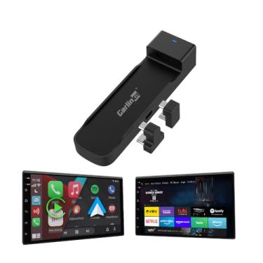 Imagem de Adaptador CarPlay sem fio 3 em 1 projetado para televisores para carros CarPlay com fio. Suporta conversão de CarPlay com fio para CarPlay sem fio e Android Auto. Suporta entrada HDMI Fir e TV Sticks