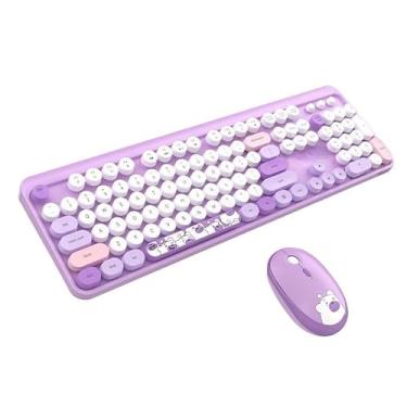 Imagem de Teclado e Mouse Sem Fio Kit 2.4G Wireless com Mousepad (Apenas 2.4G Roxo)
