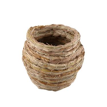 Imagem de Haofy Hamas de Ninho de Palha Nobre à Mão Hamster Papaganting House de Criação de Criação de Animais Seguros para Pequenos Animais Com Diâmetro da Boca de 3 Polegadas