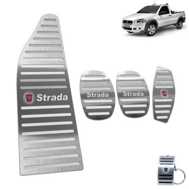 Imagem de Pedaleira E Descanso Fiat Strada 2009 A 2020 Aço Inox Prata