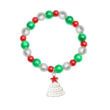 Imagem de Pulseira elástica de bola de Natal de 15 cm para mulheres, corrente de pingentes de Natal, vermelha, verde, branca, fofo, Natal, festival, acessórios para vestidos, joias, 10.0 Inches, Aço inoxidável