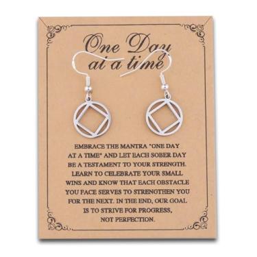 Imagem de MAOFAED Presente de sobriedade, presente de recuperação NA, brinco de símbolo de narcóticos anônimos para mulheres, joias NA (brinco)