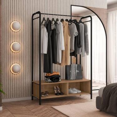 Imagem de Guarda Roupa Roupeiro Milão Expositor Pés de Metal - Straso, Carvalho