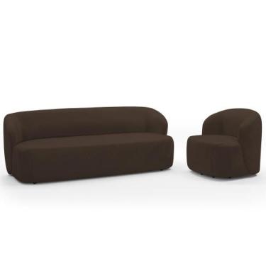 Imagem de Sofá 2 Lugares 170cm Com Poltrona Giratória Orgânica Heidy F04 Veludo 