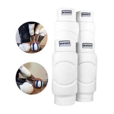 Imagem de Kit joelheira e cotoveleira premium adulto am sports, Branco, G