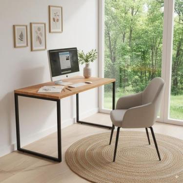 Imagem de Escrivaninha Mesa Home Office Estilo Industrial Gamer Madeira Estrutur