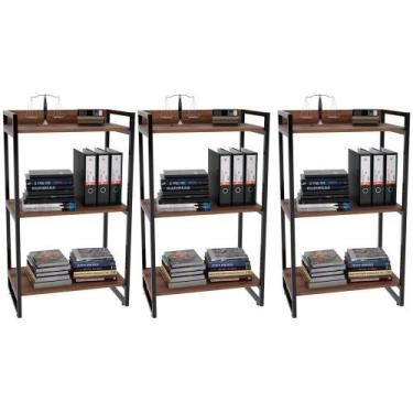 Imagem de Kit 03 Estantes com 3 Prateleiras Escritório Estilo Industrial Form 10