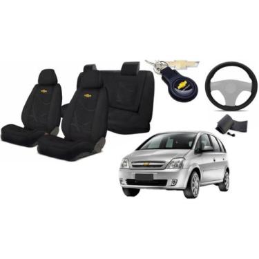 Imagem de Conjunto Capas Tecido Meriva 2001+2012 + Volante + Chaveiro GM - Ferro