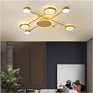Imagem de Lustre Moderno Led Lustres Iluminação Compatível com Sala de Estar Jantar Quarto Luzes Internas Preto Dourado Cor Lustre Lâmpadas Luminaria (Cor: Preto 110cm 70w, Tamanho