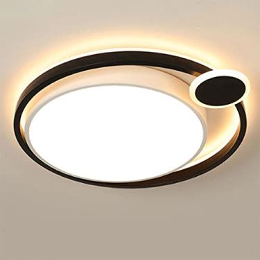 Imagem de Luminárias de teto semi-embutidas de ferro e acrílico, luminária de teto americana, lustre de teto, hotel criativo, sala quente, casa, lâmpada redonda simples, vida interessante (preto, 38 c