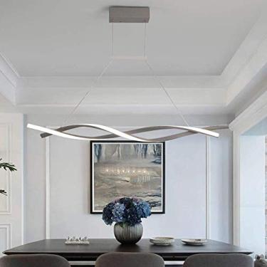 Imagem de Luminária pendente de mesa de jantar LED, luminária pendente moderna regulável com controle remoto, lustre com design espiral criativo, luminária suspensa para cozinha, ilha, bar, sala de es