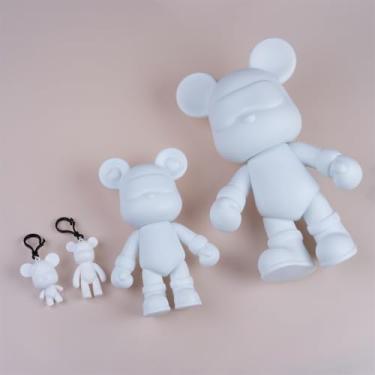 Imagem de Coniuty DIY (23 + 33 cm, molde em branco) Conjunto de pintura de chaveiro + boneco de urso de pelúcia para arte fluida criativa e decoração de casa