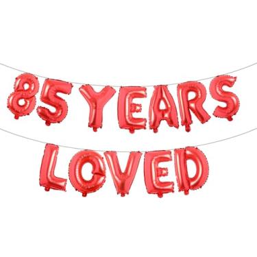 Imagem de Faixa de balão amada por 85 anos, guirlandas de glitter multicoloridas para artigos de decoração de festa de aniversário de 85 anos/aniversário de casamento (85 anos amados vermelho)