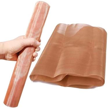 Imagem de exproyzk Tecido de cobre, 40 malhas de malha de cobre puro, rolo de malha de arame para aterramento, filtro denso, artesanato tecido, proteção de janela (0,3 x 4,5 m)