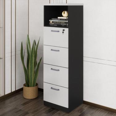 Imagem de Armário De Escritório Para Arquivos 46,5cm 4 Gavetas Multimóveis Cr25295 Cinza Preto