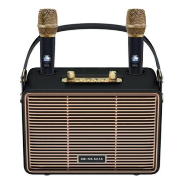 Imagem de Caixa De Som Karaokê Bluetooth Portátil 100W Com 2 Microfones Sem Fio Bivolt