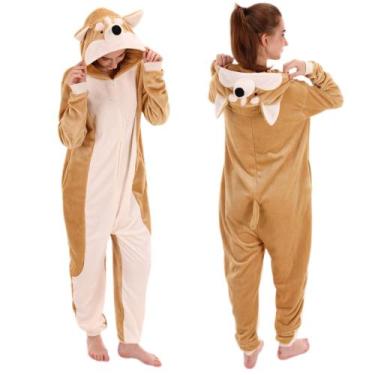 Imagem de Pijama de macacão COSUSKET Snug Fit, fantasia de corgi unissex para ad
